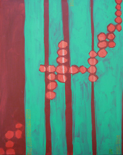 32 Circles Painting by Laura Rooney