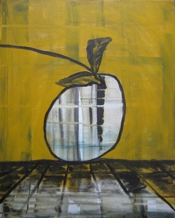 Black Apple Painting by Laura Rooney
